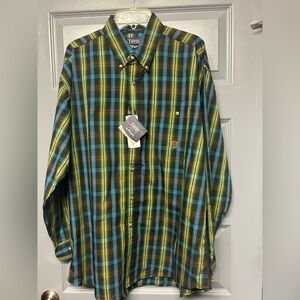 Wrangler Twenty X men’s plaid button down cotton shirt. 17.5/34-35. NWT!